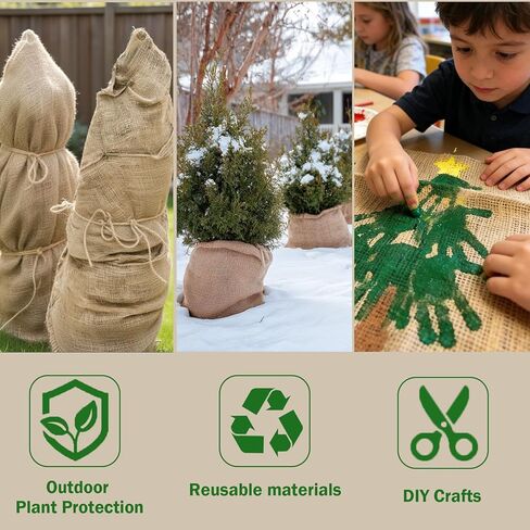 20" x 10 ft Burlap Fabric Roll, Natural Jute Burlap for Garden & Outdoor Use, Tree Wrap & Weed Barrier Cloth, Burlap Fabric for Shrubs, Landscaping, Craft Projects & Decoration in Kuwait