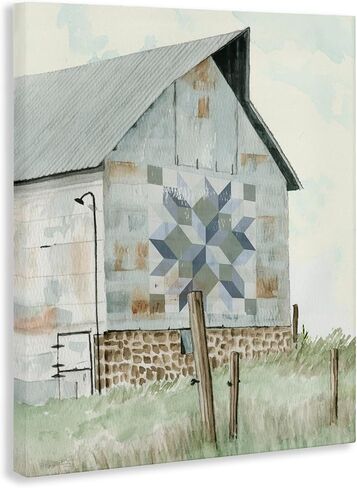 Stupell Industries 'Pickel's Barn Quilt'، لوحة فنية من القماش، مقاس 30 × 40 بوصة، سهلة التعليق وقوية، صنع في الولايات المتحدة الأمريكية، بواسطة سيندي جاكوبس in Kuwait