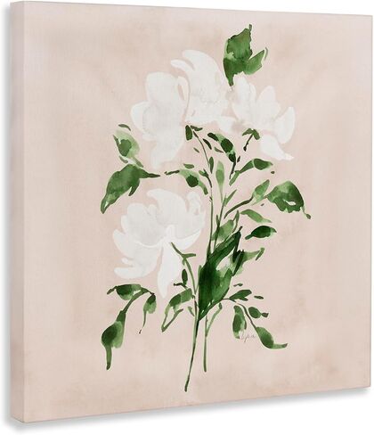 Stupell Industries 'White On Tan Blossom'، لوحة فنية قماشية، 30 × 30 بوصة، سهلة التعليق وقوية، صنع في الولايات المتحدة الأمريكية، بواسطة Lucille Price in Kuwait