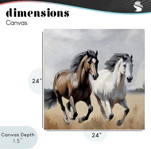 Stupell Industries 'Wild Run Twin Horses'، لوحة فنية قماشية، مقاس 24 × 24 بوصة، سهلة التعليق ومتينة، صُنعت في الولايات المتحدة الأمريكية، بواسطة Kim Allen in Kuwait