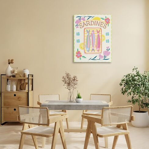 Stupell Industries 'Pastel Sardines & Flowers'، لوحة فنية قماشية، مقاس 16 × 20 بوصة، سهلة التعليق ومتينة، صنع في الولايات المتحدة الأمريكية، بواسطة جو ريد in Kuwait