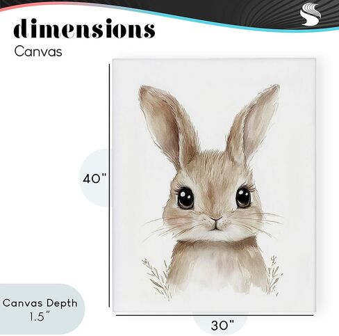 Stupell Industries 'Nursery Babies Bunny'، لوحة فنية قماشية، 30 × 40 بوصة، سهلة التعليق وقوية، صنع في الولايات المتحدة الأمريكية، بواسطة رامونا موردوك in Kuwait