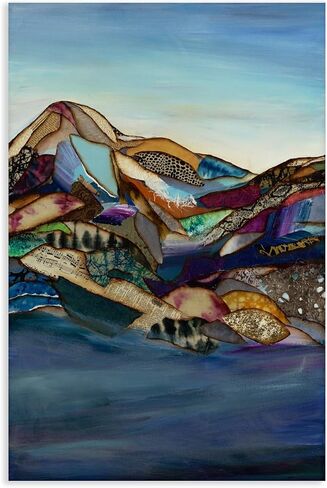 Stupell Industries 'Patchwork Collaged Mountains'، لوحة فنية قماشية، 30 × 45 بوصة، سهلة التعليق وقوية، صنع في الولايات المتحدة الأمريكية، بواسطة Van Horne-Borcherding in Kuwait