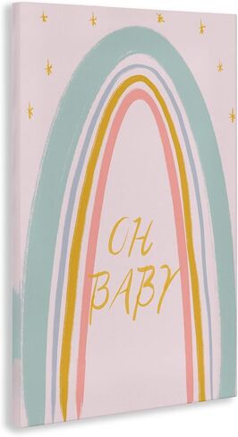 Stupell Industries 'Oh Baby Rainbow'، لوحة فنية قماشية، مقاس 30 × 45 بوصة، سهلة التعليق ومتينة، صُنعت في الولايات المتحدة الأمريكية، بواسطة Lucille Price in Kuwait