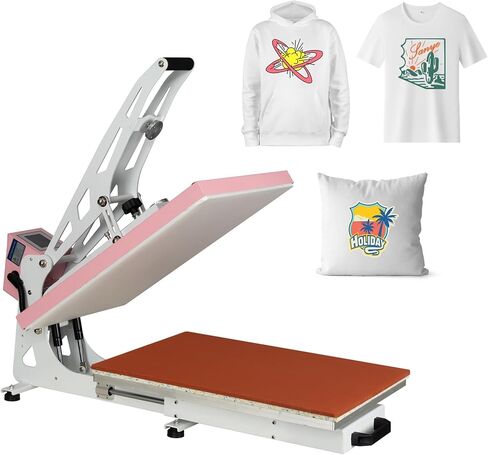 16x24 Heat Press Machine, Semi-Auto Commercial Heat Press, for T Shirts, Garments, Bags, Textiles, Curtains, Mousepads, Perfect for POD & Home DIY & Small Business Customization, Pink in Kuwait