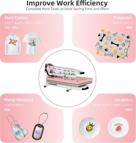 16x24 Heat Press Machine, Semi-Auto Commercial Heat Press, for T Shirts, Garments, Bags, Textiles, Curtains, Mousepads, Perfect for POD & Home DIY & Small Business Customization, Pink in Kuwait
