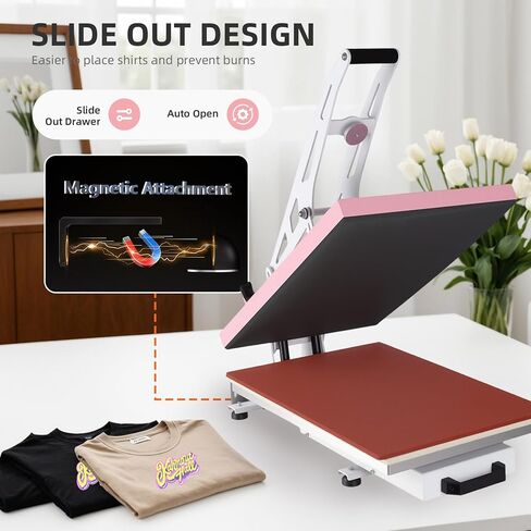 16x24 Heat Press Machine, Semi-Auto Commercial Heat Press, for T Shirts, Garments, Bags, Textiles, Curtains, Mousepads, Perfect for POD & Home DIY & Small Business Customization, Pink in Kuwait
