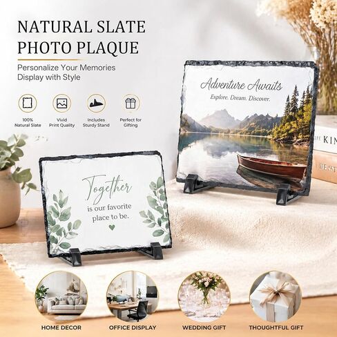 DUDUSUB 5 عبوات من الفراغات التسامي، إطار صور صخري فارغ مع حامل عرض، ورقة نقل الحرارة الحرارية لتصميم مخصص DIY، تذكار لسطح المكتب in Kuwait