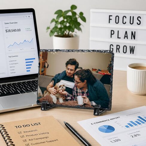 DUDUSUB 5 عبوات من الفراغات التسامي، إطار صور صخري فارغ مع حامل عرض، ورقة نقل الحرارة الحرارية لتصميم مخصص DIY، تذكار لسطح المكتب in Kuwait