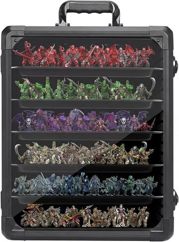 حقيبة تخزين مصغرة للعرض، سعة كبيرة 17 بوصة × 13.7 بوصة × 15.2 بوصة لـ Warhammer 40K، إطار من سبائك الألومنيوم وصواني فولاذية مكونة من 5 طبقات وأقفال مزدوجة، ونقل ألعاب اللوحة واستخدام الأحداث in Kuwait