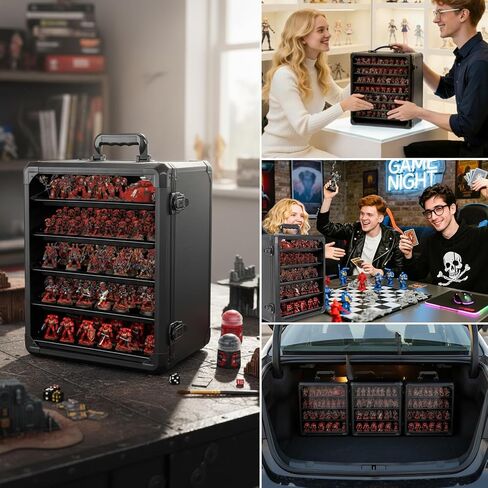 حقيبة تخزين مصغرة للعرض، سعة كبيرة 17 بوصة × 13.7 بوصة × 15.2 بوصة لـ Warhammer 40K، إطار من سبائك الألومنيوم وصواني فولاذية مكونة من 5 طبقات وأقفال مزدوجة، ونقل ألعاب اللوحة واستخدام الأحداث in Kuwait
