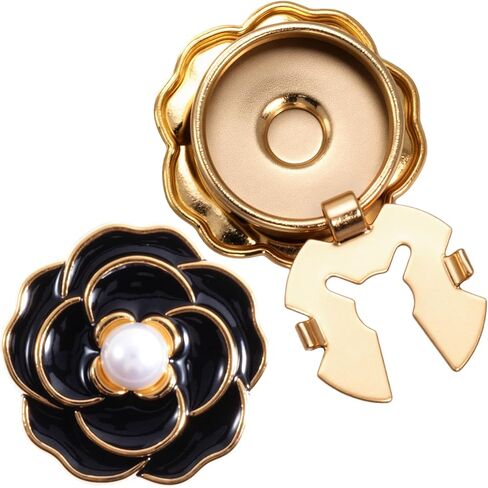 PAGOW 2pcs Pearl Button Jewelry Covers, Alloy Rhinestone Button Covers for Women Blouses, Flower Buttons Clips for Shirts Cufflinks DIY Crafts Sewing - White in Kuwait