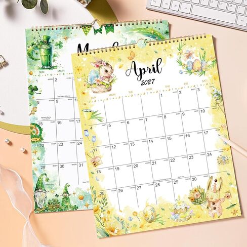 2026-2027 Wall Calendar - 11.4" x 14.6", 2026-2027 Wall Calendar 18 Months from JUL.2026 - DEC. 2027, Twin-Wire Binding, Blank Block, Julian Dates, Hanging Loop, Holiday Reminder, Thick Paper in Kuwait
