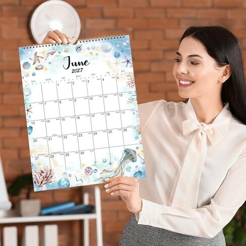 2026-2027 Wall Calendar - 11.4" x 14.6", 2026-2027 Wall Calendar 18 Months from JUL.2026 - DEC. 2027, Twin-Wire Binding, Blank Block, Julian Dates, Hanging Loop, Holiday Reminder, Thick Paper in Kuwait