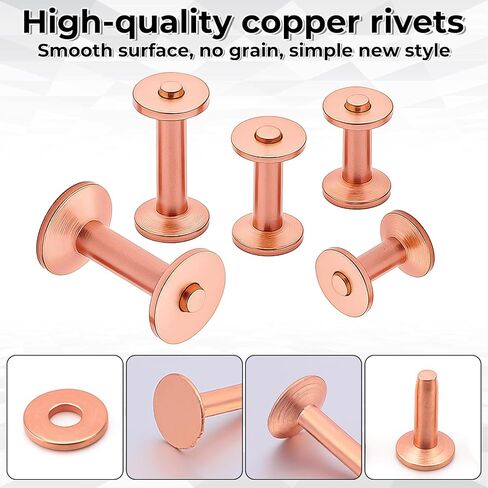 103 PCS Copper Rivets and Burrs, Leather Rivets Fastener Install Setting Tool, Copper Rivet and Burr Washers for Leather Work, Rivet Setter for Belts Wallets Collars Handbags DIY Leathercraft in Kuwait