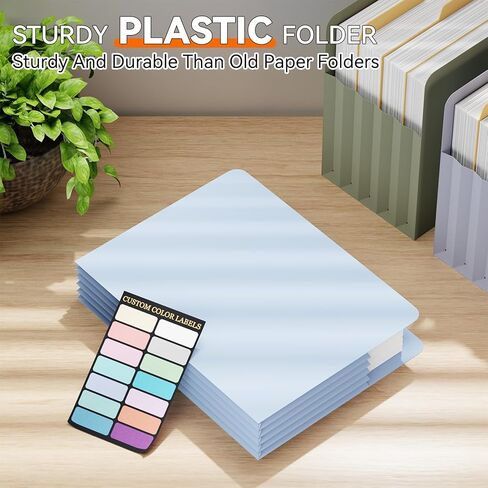 Plastic Expanding Accordion File Pockets,Extra Capacity,Expands 5.25",6 Pack File Pockets Letter Size,Straight-Cut Tab,Expandable Pockets,Accordion File Folder for Bulky Files,Pastel Color in Kuwait