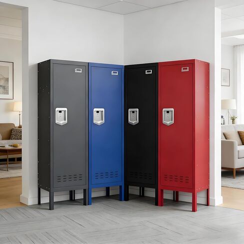 KAER Blue Locker 54 بوصة ارتفاع، خزانة تخزين معدنية قابلة للقفل، خزانة رياضية للأطفال، خزانة فولاذية مع رف باب، مرآة وخطافات للمنزل والمدرسة وصالة الألعاب الرياضية in Kuwait