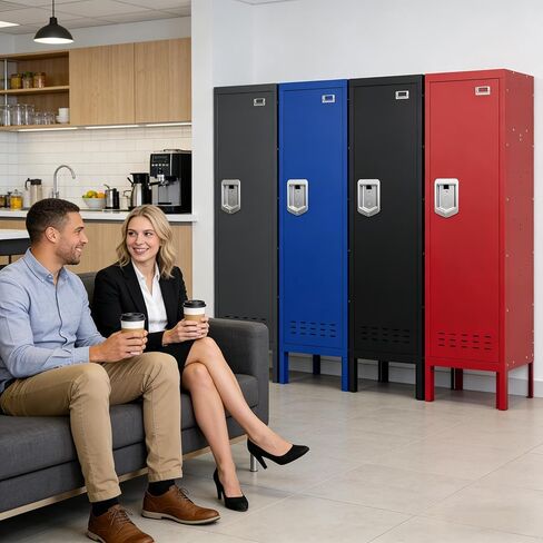 KAER Blue Locker 54 بوصة ارتفاع، خزانة تخزين معدنية قابلة للقفل، خزانة رياضية للأطفال، خزانة فولاذية مع رف باب، مرآة وخطافات للمنزل والمدرسة وصالة الألعاب الرياضية in Kuwait
