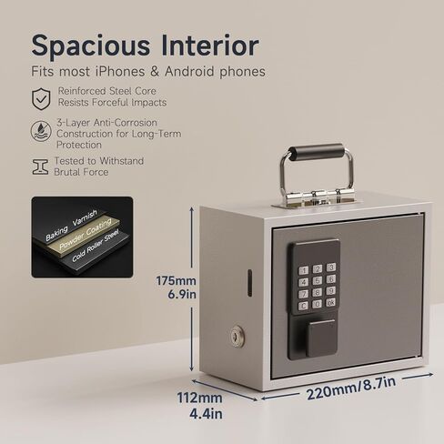 Phone Lock Box for Kids, Cellphone Jail for Screen Time Control, Passcode Lock with Backup Key, Remote Unlock for Parents, Secure Phone Storage for Homework and Sleep Routine in Kuwait