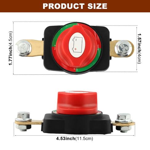 12V–48V Heavy Duty Battery Disconnect Switch, 275A Side Post Battery Terminal Disconnect Switch with ON/Off Knob, No Extra Wiring Required for Marine, Car, Boat and Truck in Kuwait