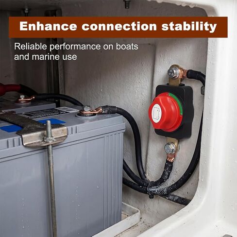 12V–48V Heavy Duty Battery Disconnect Switch, 275A Side Post Battery Terminal Disconnect Switch with ON/Off Knob, No Extra Wiring Required for Marine, Car, Boat and Truck in Kuwait