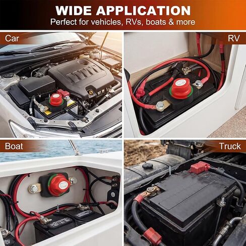 12V–48V Heavy Duty Battery Disconnect Switch, 275A Side Post Battery Terminal Disconnect Switch with ON/Off Knob, No Extra Wiring Required for Marine, Car, Boat and Truck in Kuwait