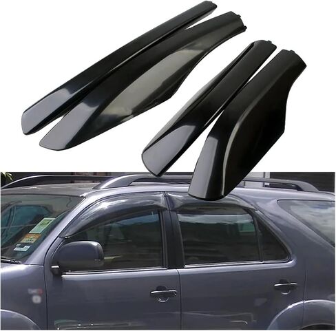 Black Roof Rack Leg Cover Roof Rack Bar Rail End Protection Cover Shell 4pcs Compatible For Toyota Fortuner AN50/AN60 Hilux SW4 2004-2015 in Kuwait