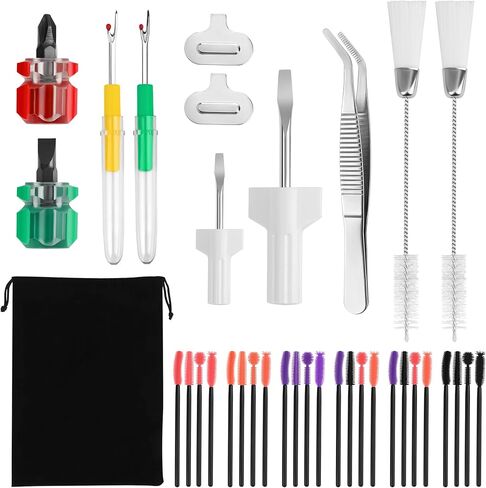 36 Pcs Sewing Machine Cleaning Kit Including Silicone Dense Hair Cleaning Brush, Tweezers, 2-Headed Brush, Screwdriver, Seam Rippers for Repair Clean Sewing Machine Repair Tools-Coldairsoap in Kuwait