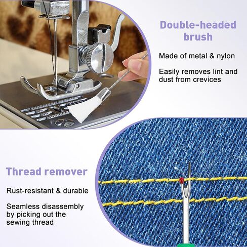 36 Pcs Sewing Machine Cleaning Kit Including Silicone Dense Hair Cleaning Brush, Tweezers, 2-Headed Brush, Screwdriver, Seam Rippers for Repair Clean Sewing Machine Repair Tools-Coldairsoap in Kuwait