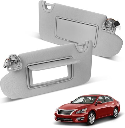 ItranMc Sun Visor Driver Side for 2013-2018 Nissan Altima, Gray, Left Side Car Visor with Light Mirror, Without Sunroof,Replacement#96401-3TA2A in Kuwait