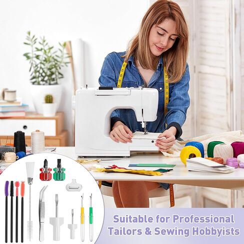 36 Pcs Sewing Machine Cleaning Kit Including Silicone Dense Hair Cleaning Brush, Tweezers, 2-Headed Brush, Screwdriver, Seam Rippers for Repair Clean Sewing Machine Repair Tools-Coldairsoap in Kuwait