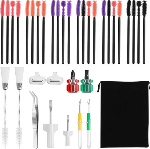 36 Pcs Sewing Machine Cleaning Kit Including Silicone Dense Hair Cleaning Brush, Tweezers, 2-Headed Brush, Screwdriver, Seam Rippers for Repair Clean Sewing Machine Repair Tools-Coldairsoap in Kuwait