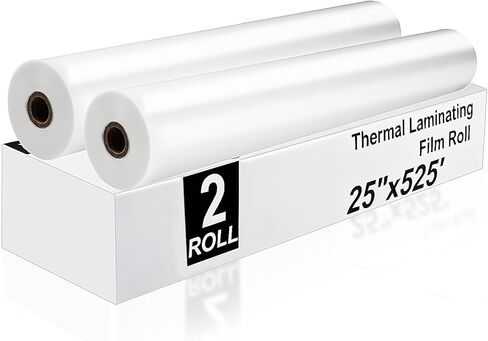HERKKA 2 Pack Thermal Laminating Film Roll, 1" Core, 1.5 Mil Clear Laminate Rolls, 25" x 525', School Lamination in Kuwait