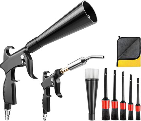 Detailing Car Cleaning Gun Interior Dryer Air Blow Gun, High Pressure Blower Gun with 5 Pcs Brushes for Auto Carpet Seats Dashboard Console Cleaning in Kuwait