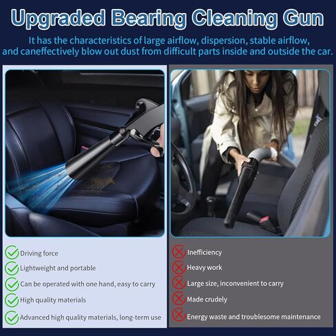 Detailing Car Cleaning Gun Interior Dryer Air Blow Gun, High Pressure Blower Gun with 5 Pcs Brushes for Auto Carpet Seats Dashboard Console Cleaning in Kuwait