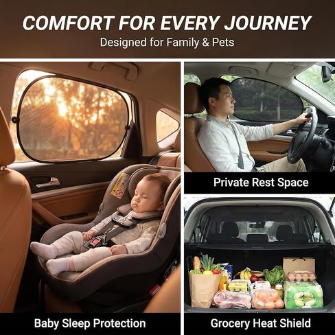 5 PCS Car Window Sun Shade Set, Mesh Heat Insulation Cover with Suction Cups, Privacy Protection Shade for Front Rear Side Windows, Universal for Most Cars, Trucks, SUVs (Black) in Kuwait