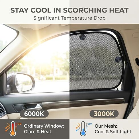 5 PCS Car Window Sun Shade Set, Mesh Heat Insulation Cover with Suction Cups, Privacy Protection Shade for Front Rear Side Windows, Universal for Most Cars, Trucks, SUVs (Black) in Kuwait