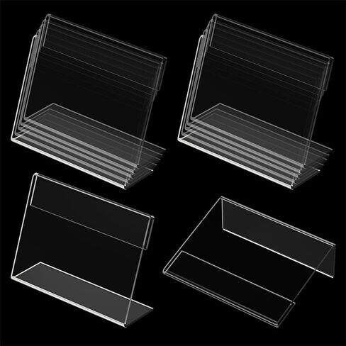 Fumwase 12PCS Small Acrylic Sign Holder Plastic Sign Holders Display Stand L-Shape Clear Acrylic Paper Holder for Place Card Name Card Wedding Business Office (12, 2.4 * 3.5) in Kuwait