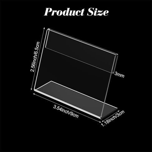 Fumwase 12PCS Small Acrylic Sign Holder Plastic Sign Holders Display Stand L-Shape Clear Acrylic Paper Holder for Place Card Name Card Wedding Business Office (12, 2.4 * 3.5) in Kuwait