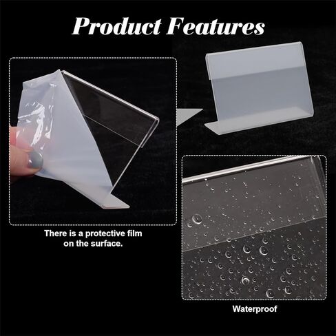 Fumwase 12PCS Small Acrylic Sign Holder Plastic Sign Holders Display Stand L-Shape Clear Acrylic Paper Holder for Place Card Name Card Wedding Business Office (12, 2.4 * 3.5) in Kuwait