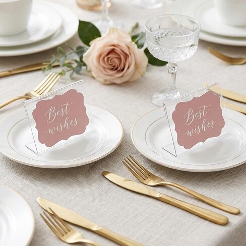 Fumwase 12PCS Small Acrylic Sign Holder Plastic Sign Holders Display Stand L-Shape Clear Acrylic Paper Holder for Place Card Name Card Wedding Business Office (12, 2.4 * 3.5) in Kuwait
