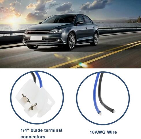 SING F LTD 2Pcs Electric Cooling Fan 2-Terminal Pigtail Plug Connector for Automotive Cooling Fans 18AWG Wire Harness in Kuwait