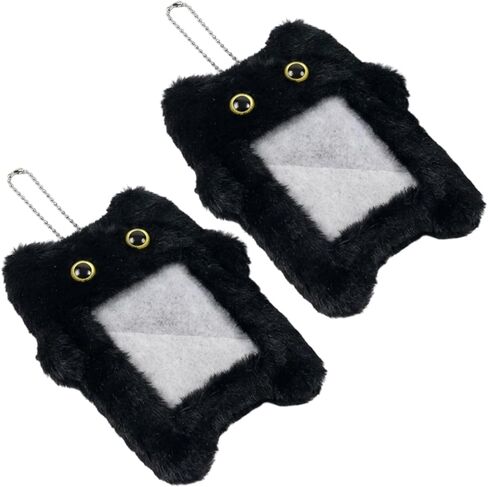 2Pcs Photocard Holder Keychain, Cute Photocard Holder with Black Cat Plush, for Card Storage and Display, Convenient for Card Cover Photo Protective Bag Pendant Decor in Kuwait