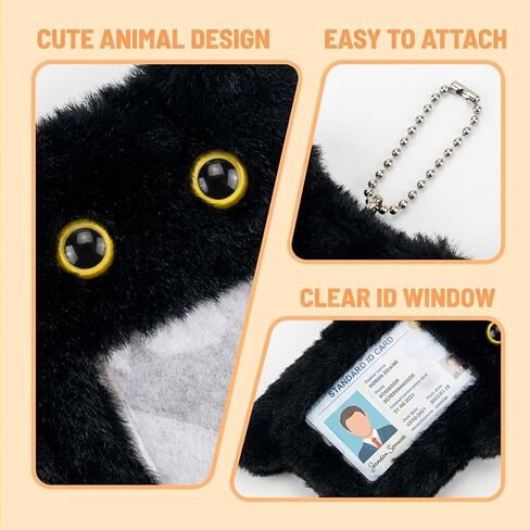 2Pcs Photocard Holder Keychain, Cute Photocard Holder with Black Cat Plush, for Card Storage and Display, Convenient for Card Cover Photo Protective Bag Pendant Decor in Kuwait