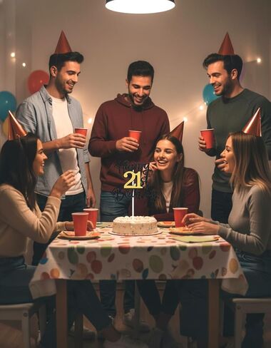 أعلى كعكة عيد الميلاد الحادي والعشرين، أعلى كعكة عيد ميلاد سعيد الحادي والعشرين، أعلى كعكة 21 له أو لها، زخرفة كعكة لامعة باللونين الأسود والذهبي لزينة عيد الميلاد الحادي والعشرين، ديكور حفلات أعياد الميلاد للرجال والنساء البالغين in Kuwait