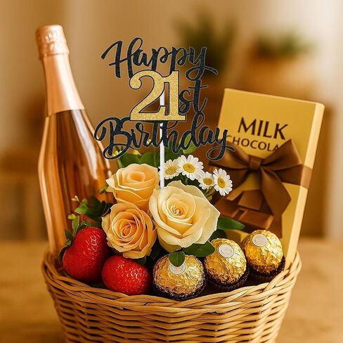 أعلى كعكة عيد الميلاد الحادي والعشرين، أعلى كعكة عيد ميلاد سعيد الحادي والعشرين، أعلى كعكة 21 له أو لها، زخرفة كعكة لامعة باللونين الأسود والذهبي لزينة عيد الميلاد الحادي والعشرين، ديكور حفلات أعياد الميلاد للرجال والنساء البالغين in Kuwait