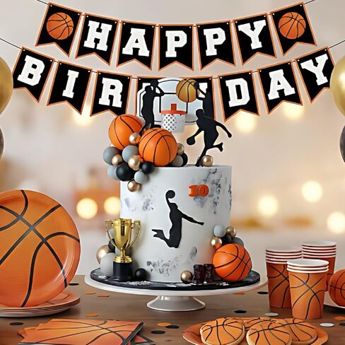 Basketball Cake Toppers, Qoadwem 29pcs Basketball Hoop Cake Decorations Sport Cake Party Decorations Sports Party Supplies With Cake Balls in Kuwait