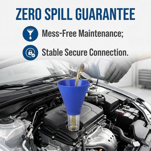 BESULEN Car Engine Oil Funnel, Threaded Locking Screws Directly into Vehicle Fuel Filter Funnels, No-Spill Spout Automotive Diesel Oil Change Tool, Universal for SUV Automobile Truck in Kuwait