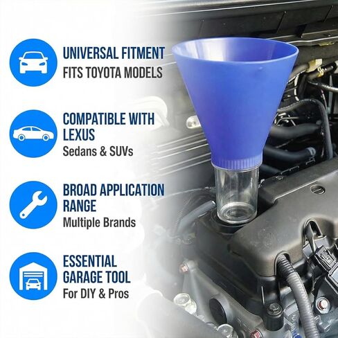 BESULEN Car Engine Oil Funnel, Threaded Locking Screws Directly into Vehicle Fuel Filter Funnels, No-Spill Spout Automotive Diesel Oil Change Tool, Universal for SUV Automobile Truck in Kuwait