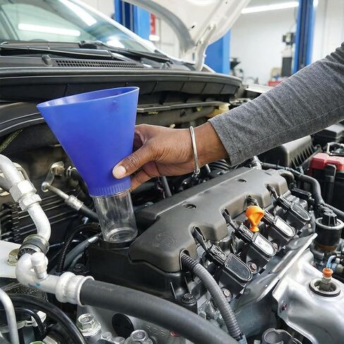 BESULEN Car Engine Oil Funnel, Threaded Locking Screws Directly into Vehicle Fuel Filter Funnels, No-Spill Spout Automotive Diesel Oil Change Tool, Universal for SUV Automobile Truck in Kuwait